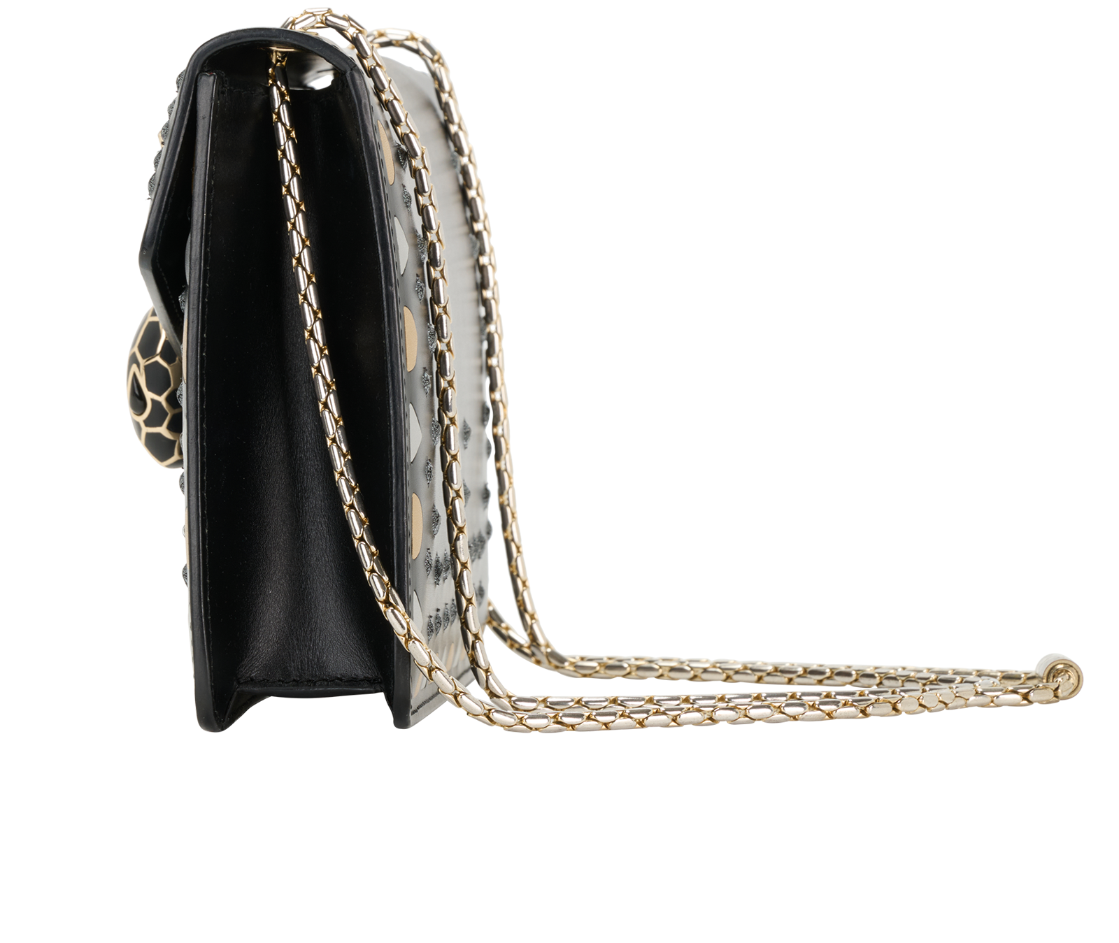 Serpenti Studded Shoulder Bag, &pound;550, Handbags, Black, Leather, Bottom view